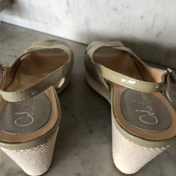 COLE HAAN Nike Air Open Toe Wedge Platform Espadrille Sandal Patent Nude… - Picture 8 of 17
